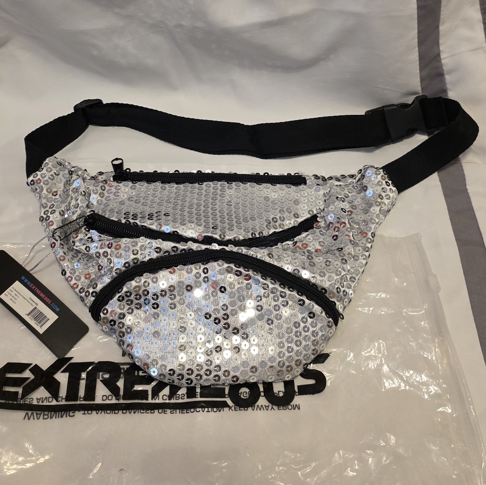 NWT Silver Sequin Belt Bag Fanny Pack